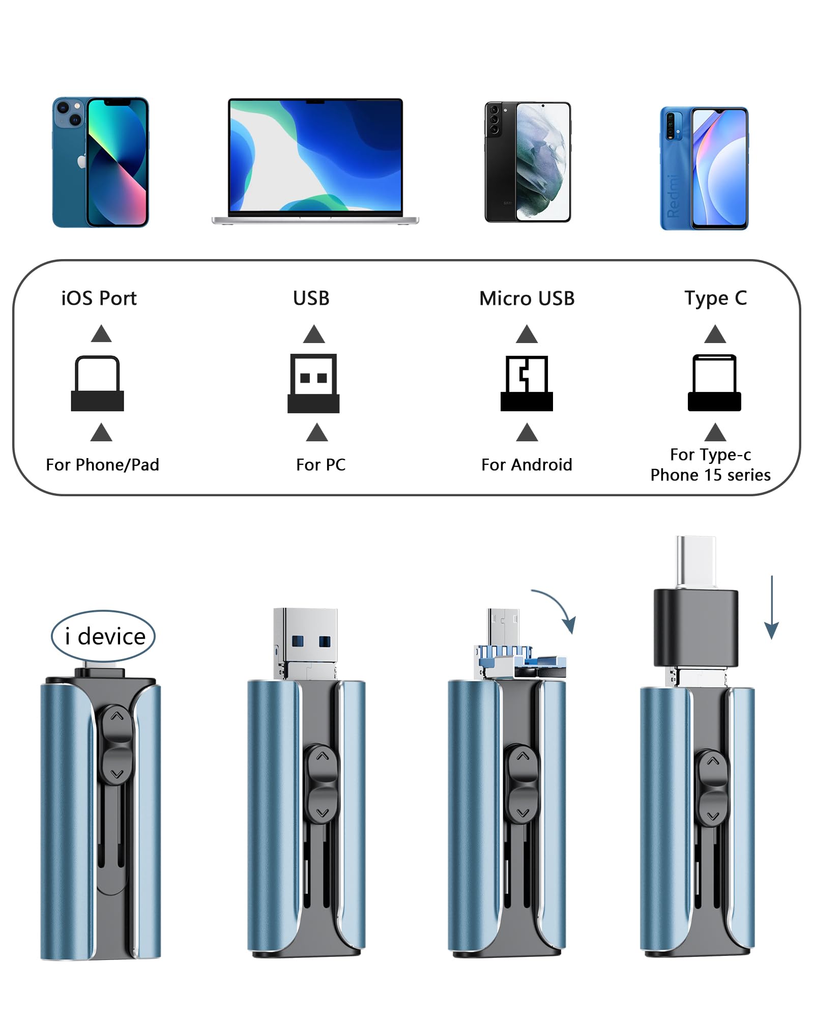 256Gb Usb Flash Drive For Phone And Pad, Photo Stick High Speed External Usb Thumb Drives Photo Storage Memory Stick For Save Mo
